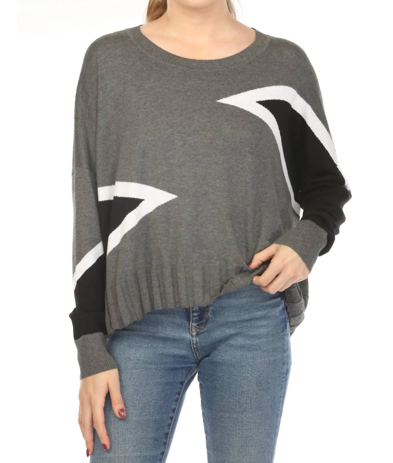 Planet By Lauren G. - Mini Triangle Crew Neck Sweater Top