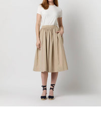 Ann Mashburn Miranda Midi Skirt in stone poplin 1 - women's skirt