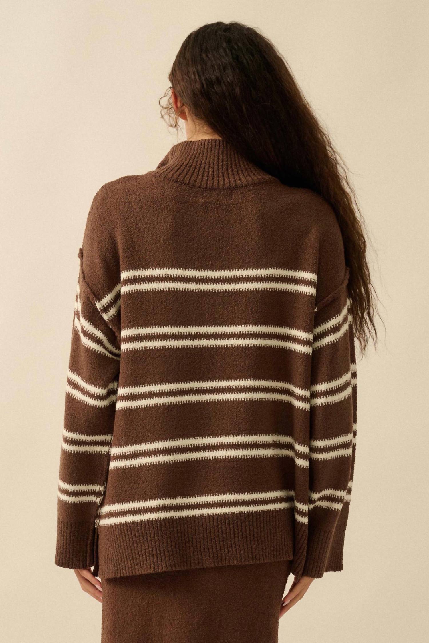 Promesa - Striped Knit Quarter-zip Sweater