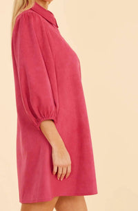DOLCE CABO Faux Suede Puff Sleeve Mini Dress in dark pink - women's dress - alternate view