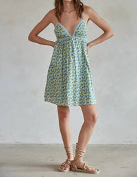 By Together - Floral Print V-neck Flare Mini Dress