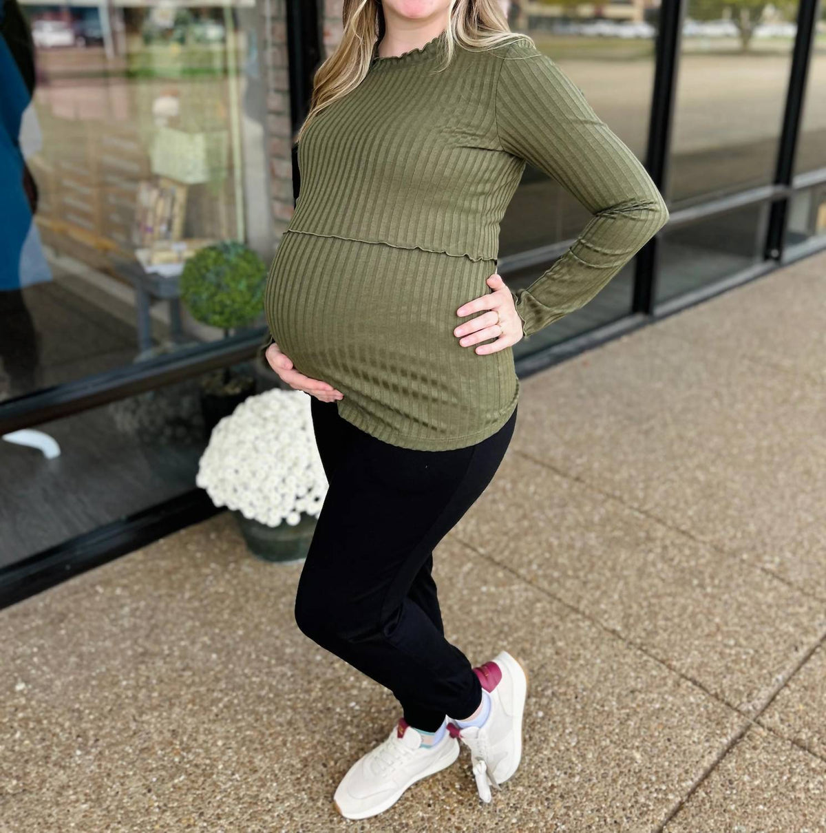 Hello Miz - Ribbed Knit Nursing Maternity Top