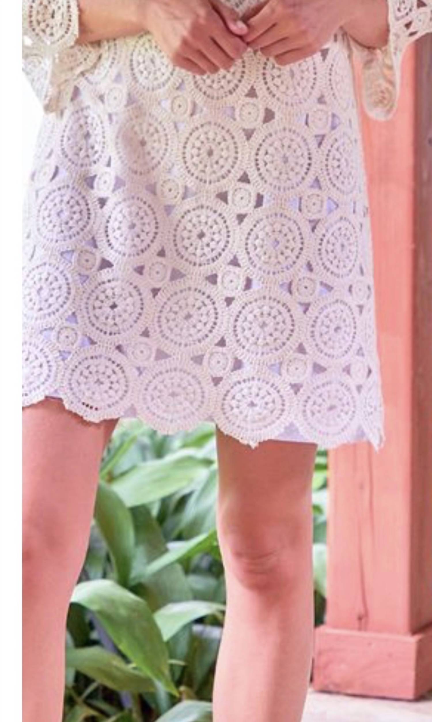 Finley Emily Crochet Dress in cream - women's dress - detail view