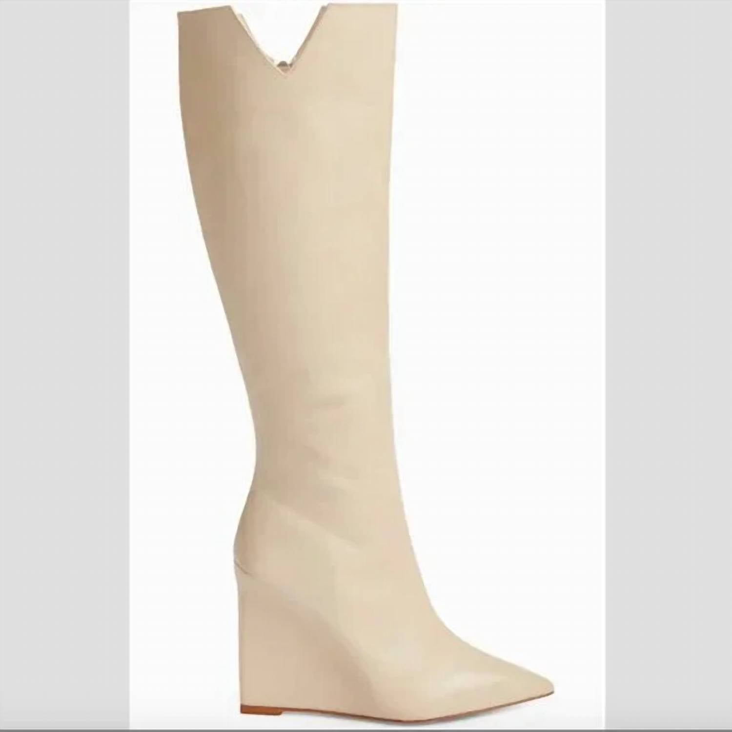 Schutz - Women's Leather Wedge Tall Boots