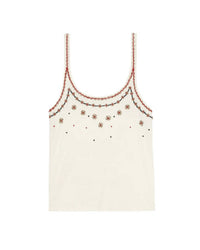 THE GREAT. Beaded Slim Tank Top in washed white 1 - women's tank top - view 4