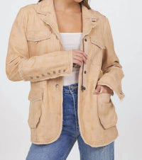 jakett Meryl Vintage Leather Jacket in capuccino - women's jacket - view 4
