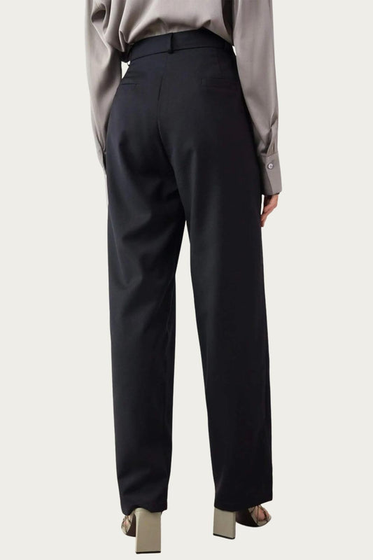 WHITLEY PLEATED TWILL WIDE-LEG PANTS