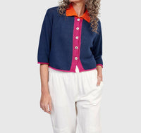 Alembika - Tri-color Collared Cardigan