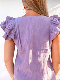 Ces Femme - Gauze Ruffle Sleeve Top