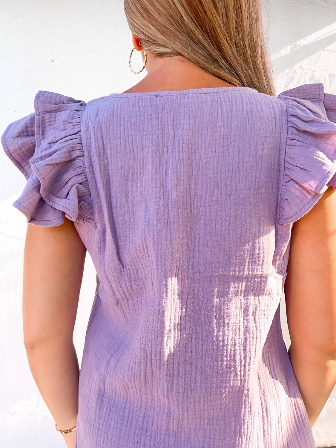 Ces Femme - Gauze Ruffle Sleeve Top