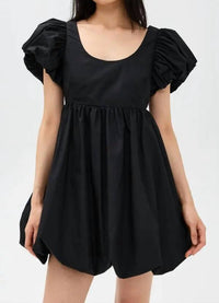 2.7 AUGUST APPAREL Bubble Scoop Neck Mini Dress in black - women's dress