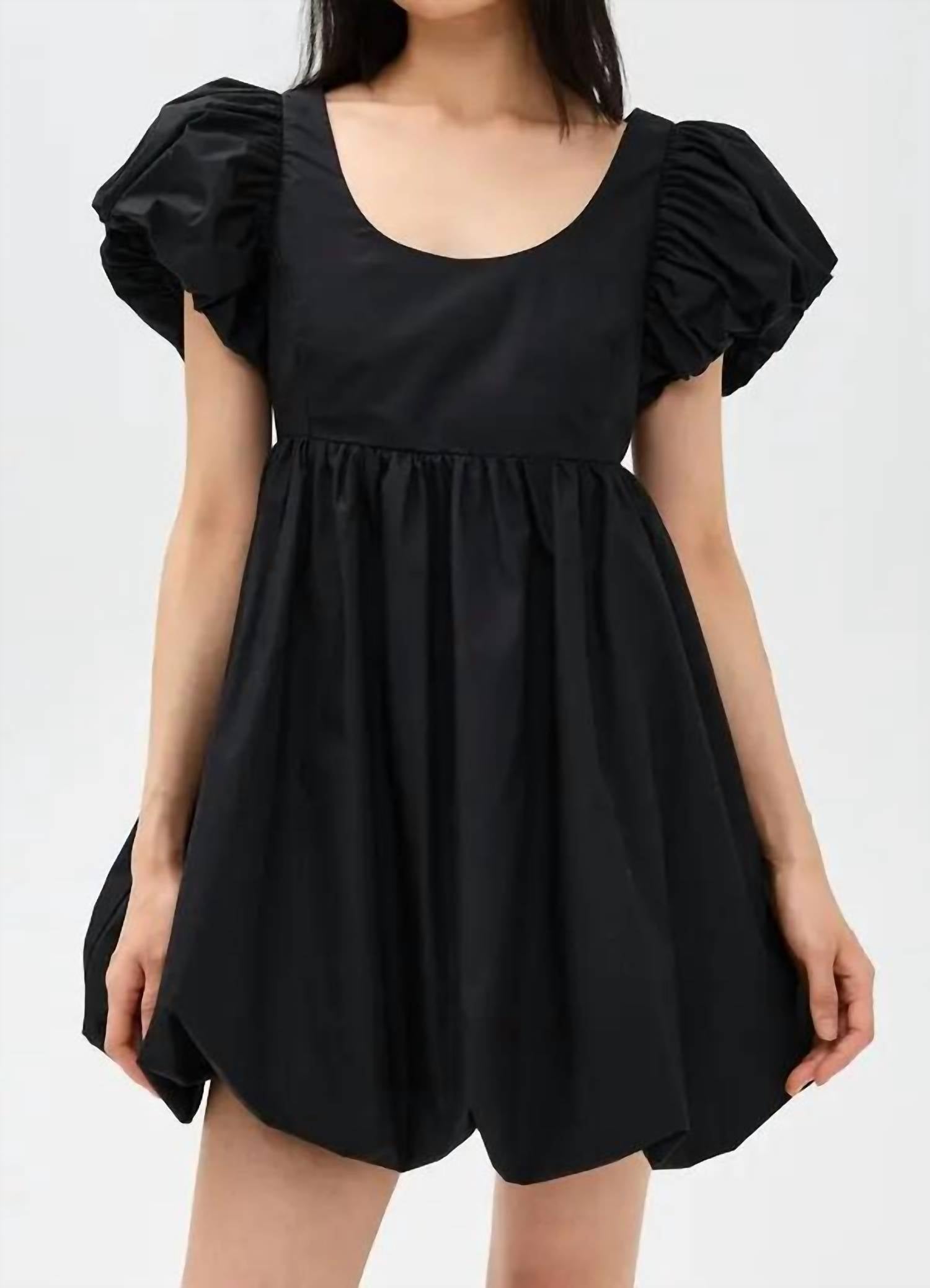 2.7 AUGUST APPAREL Bubble Scoop Neck Mini Dress in black - women's dress