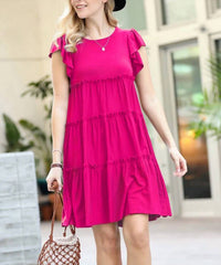 Zenana - Ruffle Sleeve Tiered Dress - Plus
