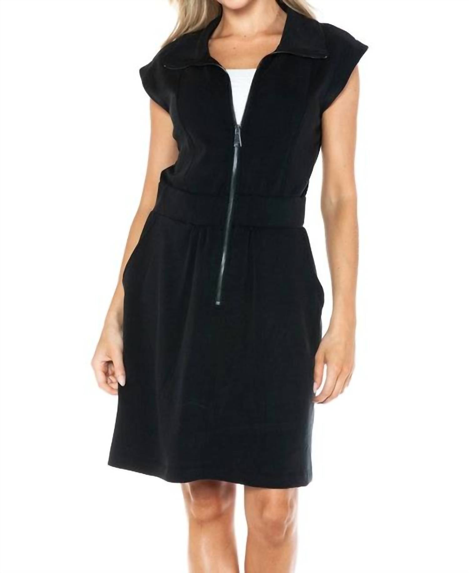 ariella Scuba Dress With Zipper Detail in black - women's dress - view 4