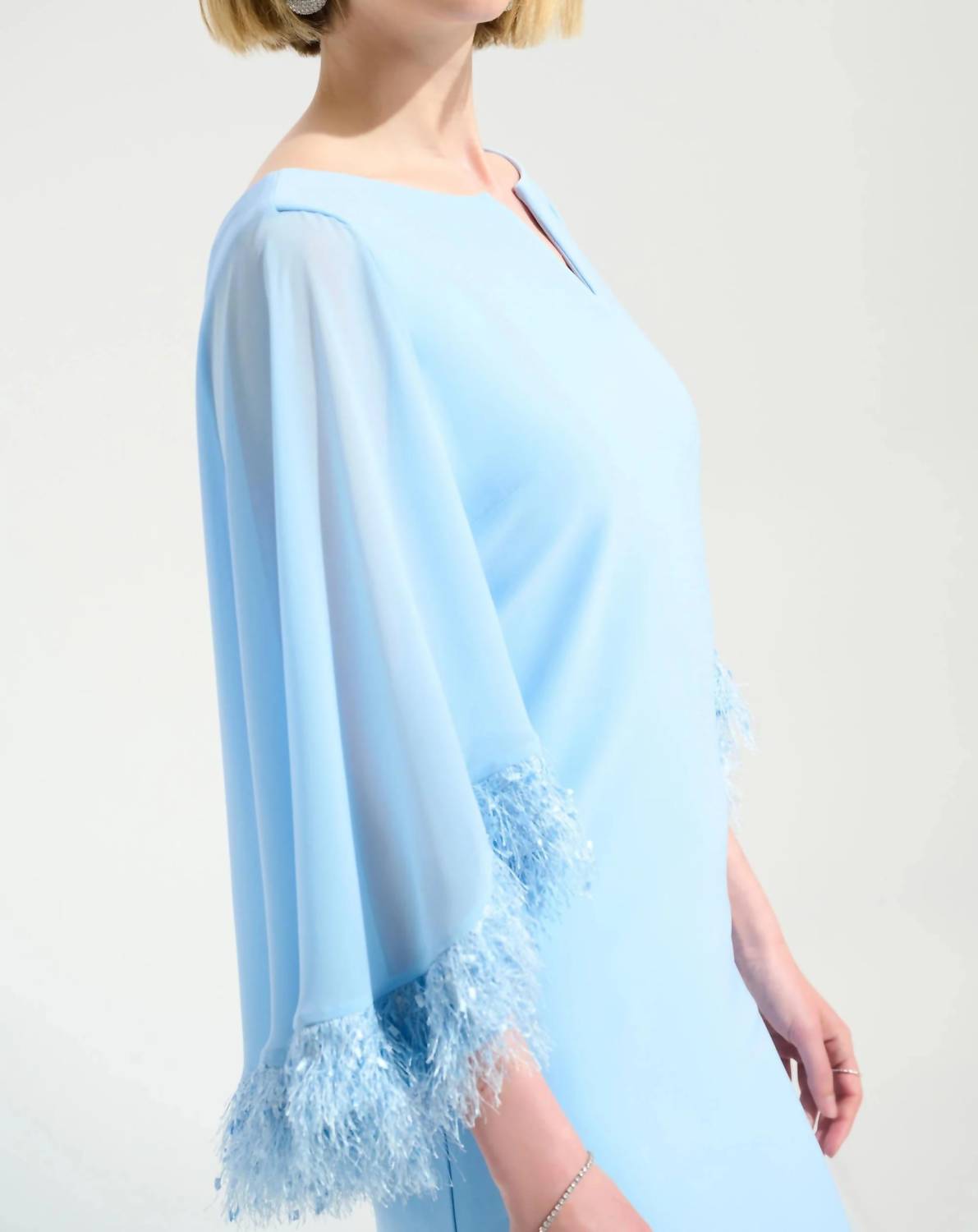 Joseph Ribkoff - Chiffon Cape Sleeves A-line Dress