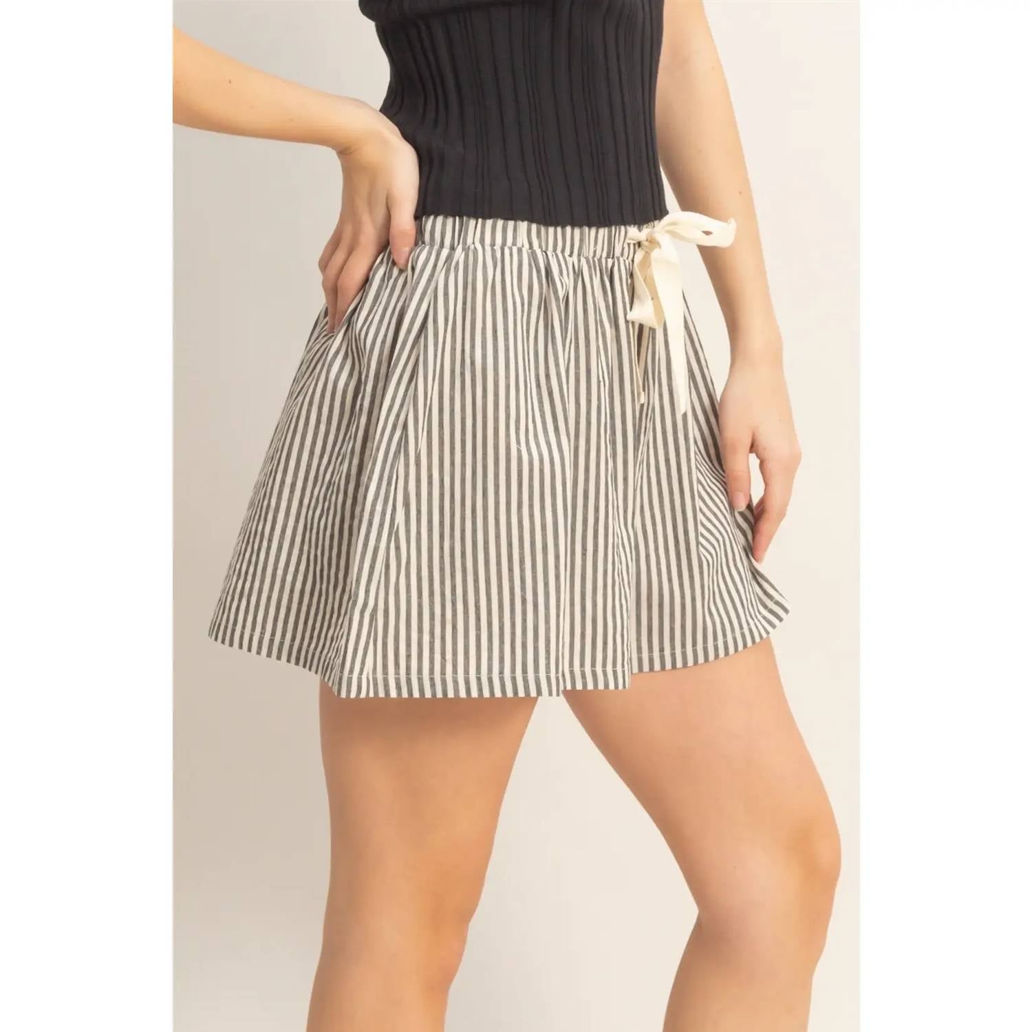 Hyfve - STRIPED ELASTIC WAIST SHORTS