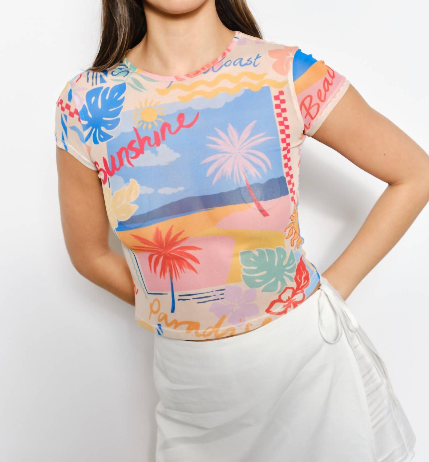 Pretty Garbage - Novelty Print Mesh Baby Crop Tee