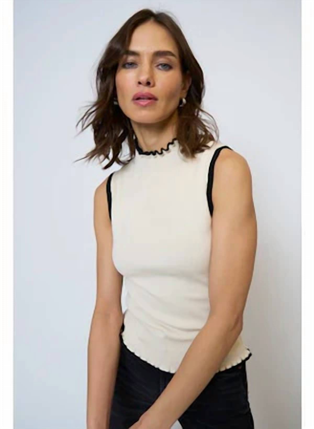 Central Park West - Isla Sleeveless Ruffle Neck Tank Top