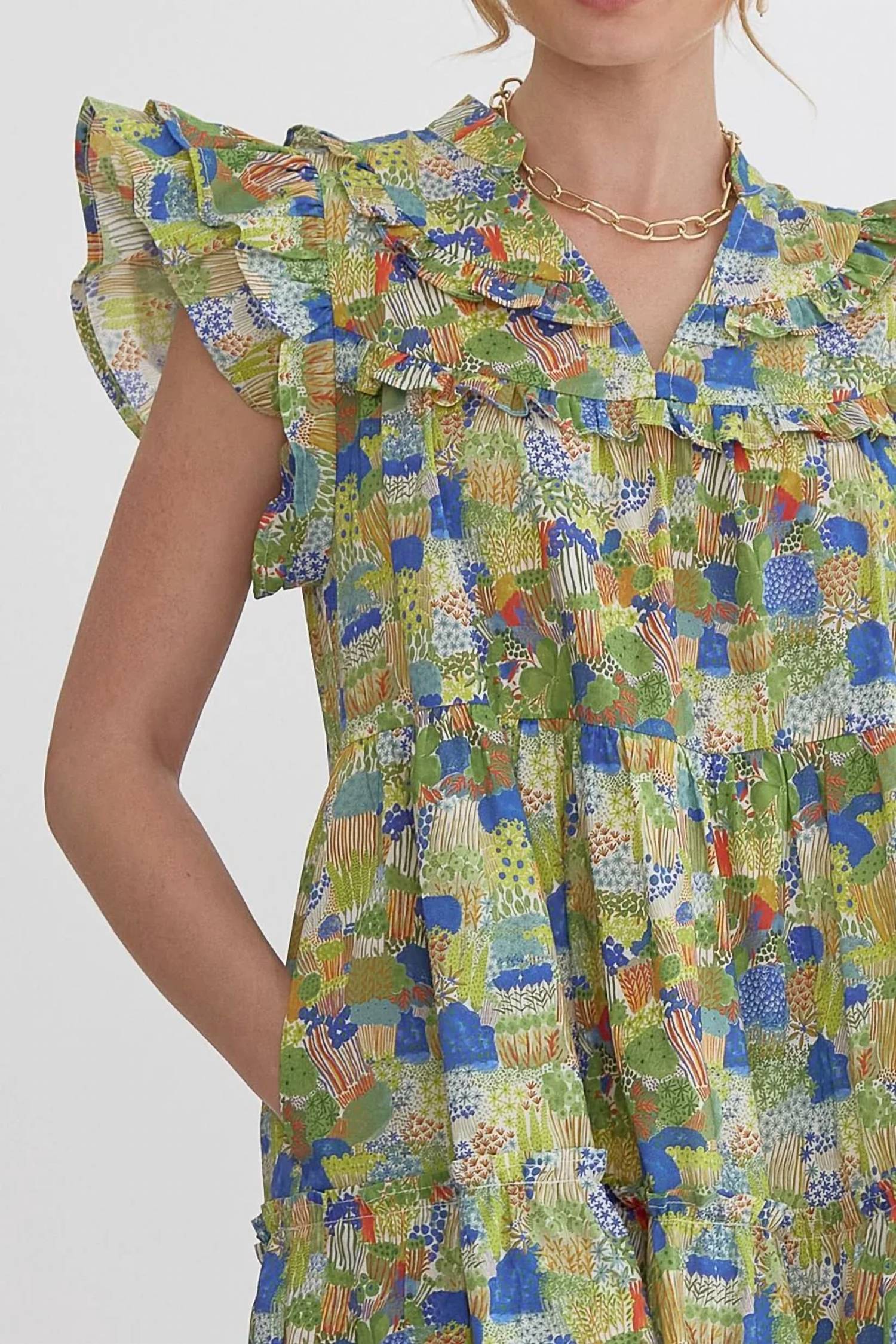 Entro - Garden Breeze Tiered Mini Dress