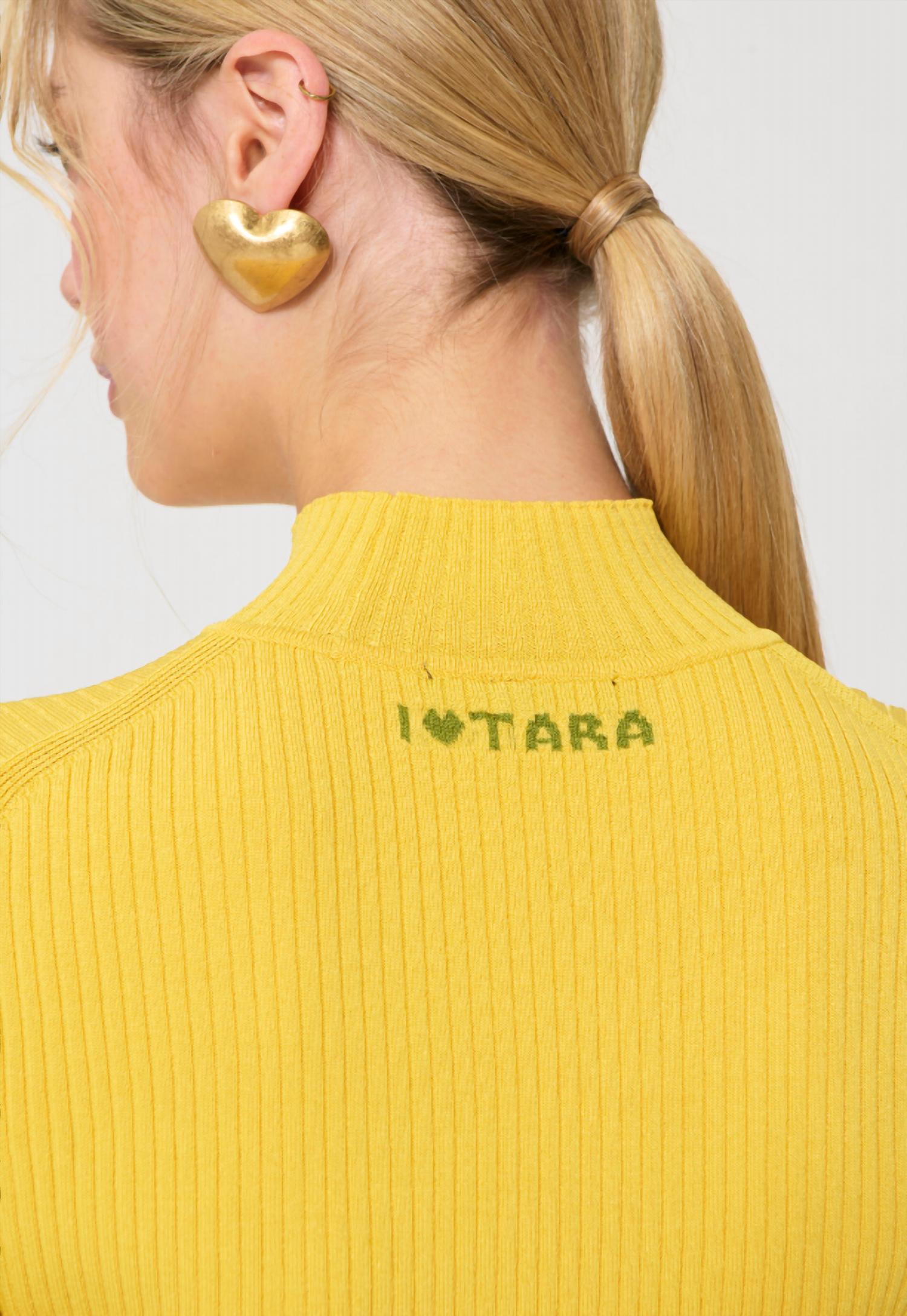 TARA JARMON Perla Fitted Knit Top in mimosa - women's t-shirt - alternate view
