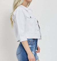 Risen - Shirring Sleeve Crop Jacket