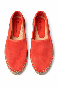 Santoni Women's Suede Platform Espadrille in orange - women's shoe - detail view