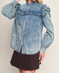 Flying Tomato - Acid Washed Denim Top