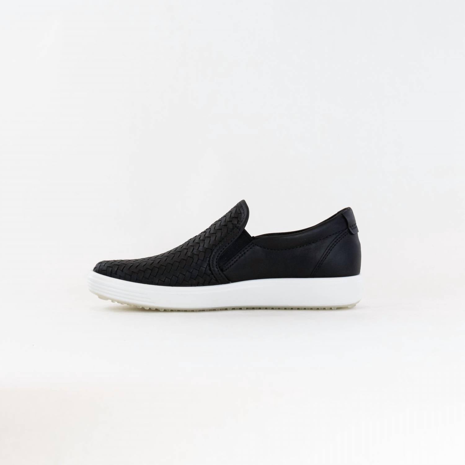 ECCO Women's Soft 7 Woven Slip On 2.0 Shoe in black - women's sneaker - detail view