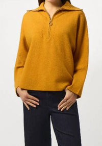 Joseph Ribkoff - Sweater Knit Boxy Pullover With Zip Collar