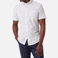 Mizzen + Main Leeward Short Sleeve Dress Shirt Top in carolina floral geo - men's t-shirt - detail view