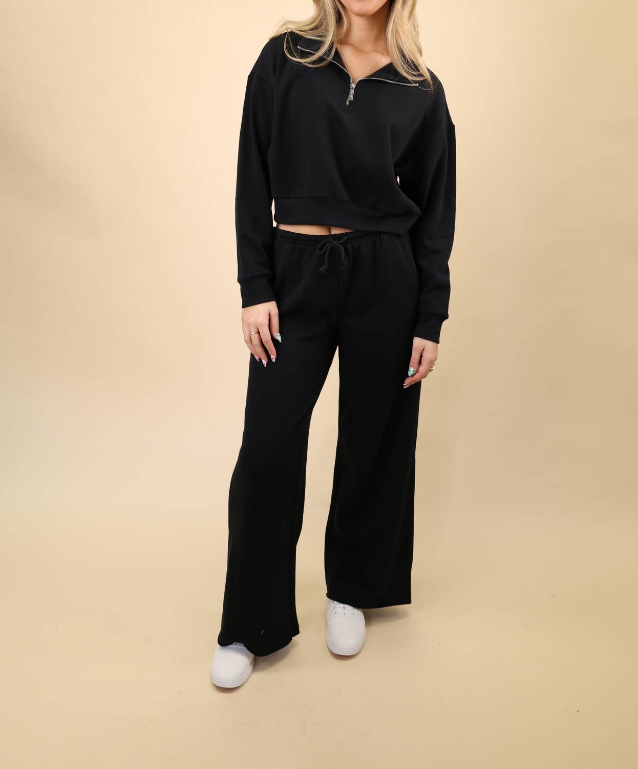 Z Supply Downtown Half Zip Sweatshirt Top in black - women's top