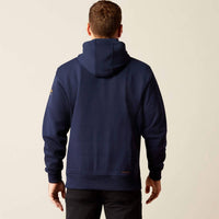 ARIAT Rebar All-weather Full Zip Hoodie in navy - men's shirt - detail view