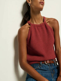 Nation LTD Women's Auburn Sweater Top in marsala - women's shirt - detail view