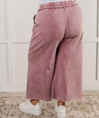Zenana - Wide Leg Mineral Wash Cropped Palazzo Pants