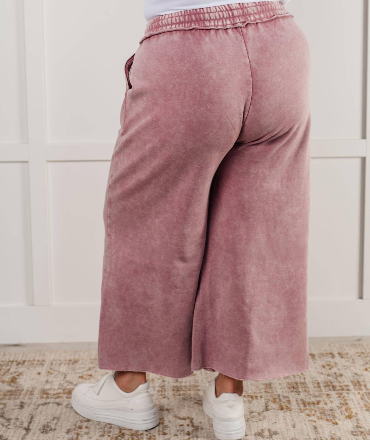 Zenana - Wide Leg Mineral Wash Cropped Palazzo Pants