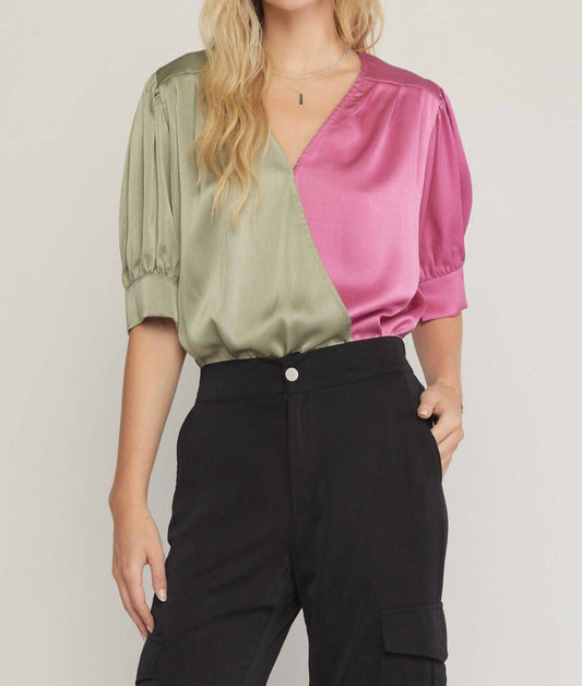 Entro - Satin Colorblock Bodysuit