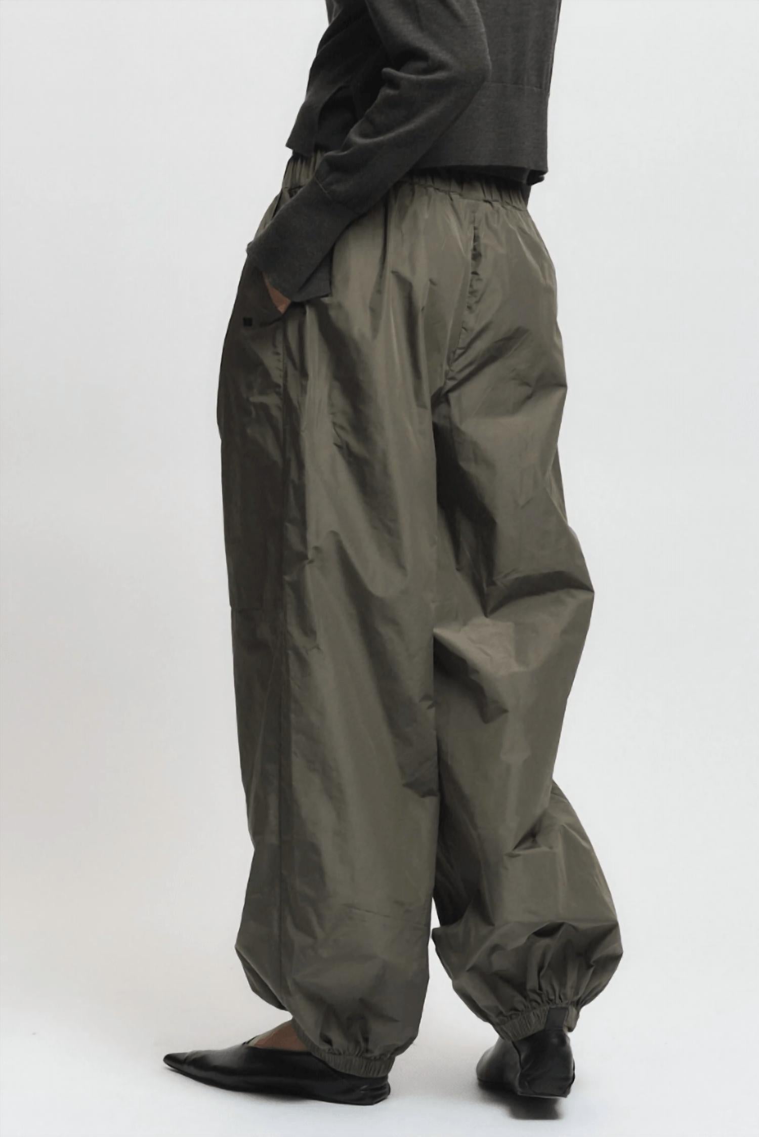 Saint Art Clyde Oversized Taffeta Pant in dusty olive - women's pants - alternate view