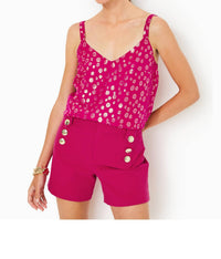 Lilly Pulitzer Nadia Silk Cami Top in mystique pink silk bubbly clip - women's tank top - detail view