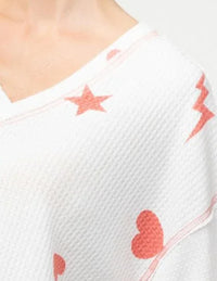 Entro - Hearts Waffle Knit Top