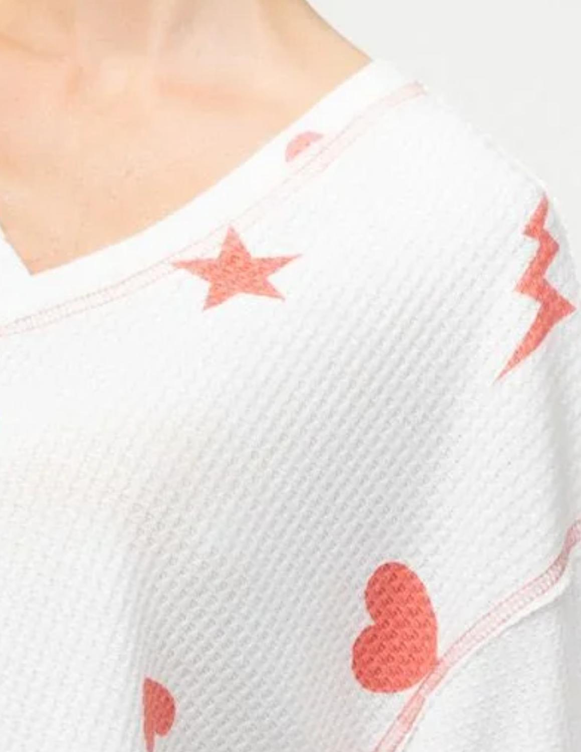 Entro - Hearts Waffle Knit Top