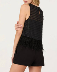 Astr - Etheos Metallic Feather Trim Top