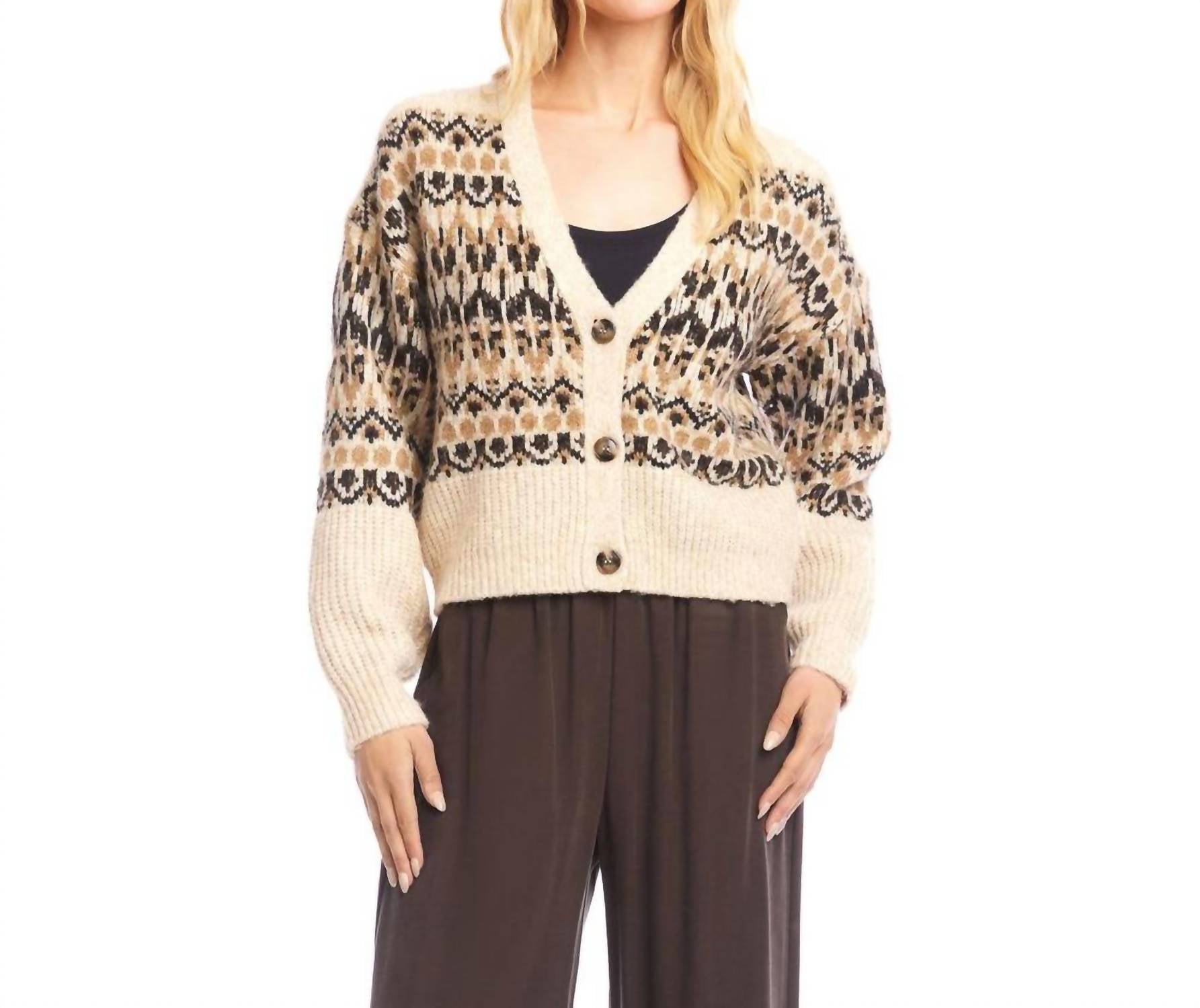 Karen Kane - Jacquard Cardigan Sweater