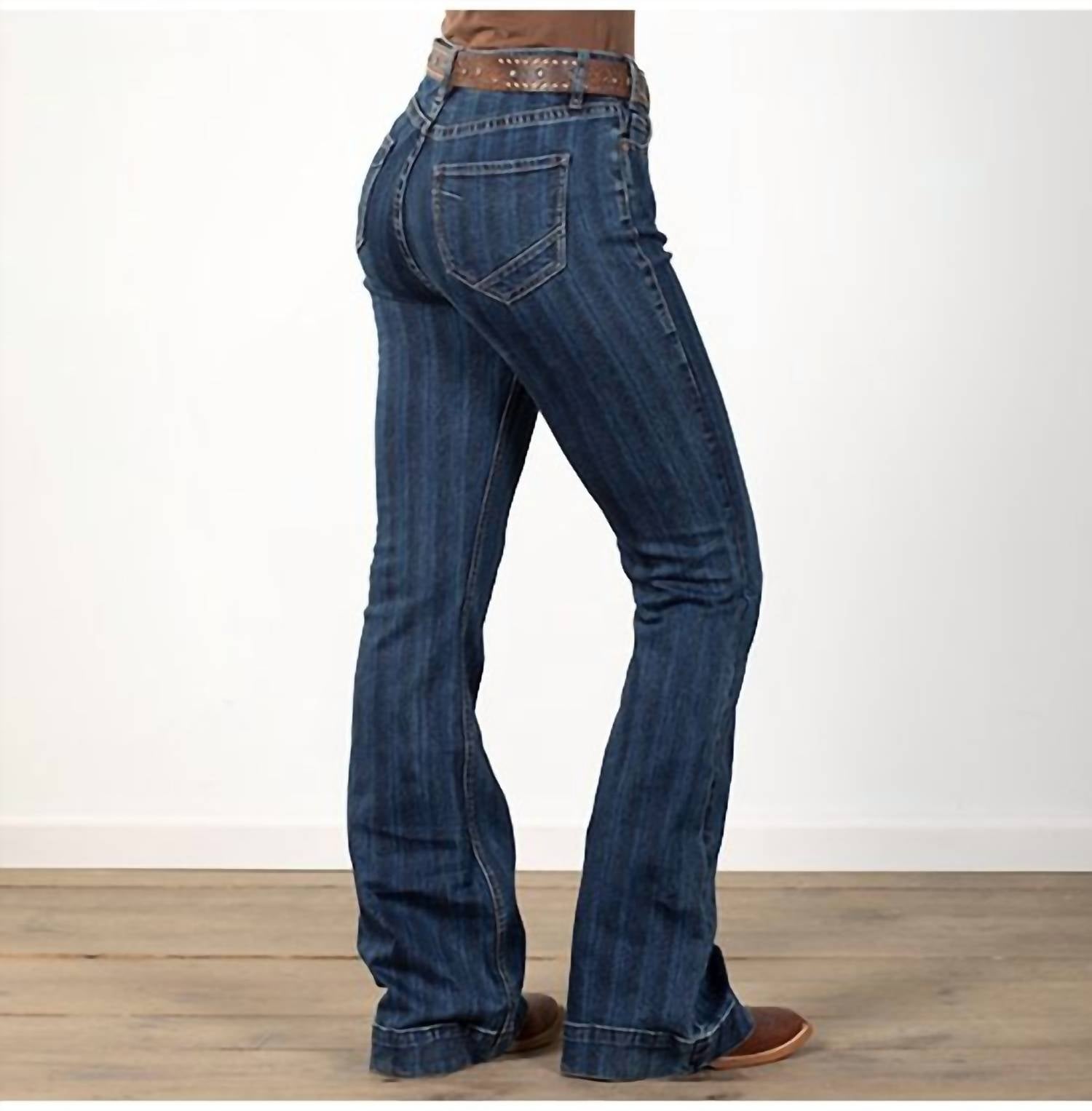 Rock & Roll Denim - Women's Striped High Rise Trouser