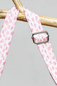 Pol - Half Moon Quilted Floral Ruffle Crossbody Bag
