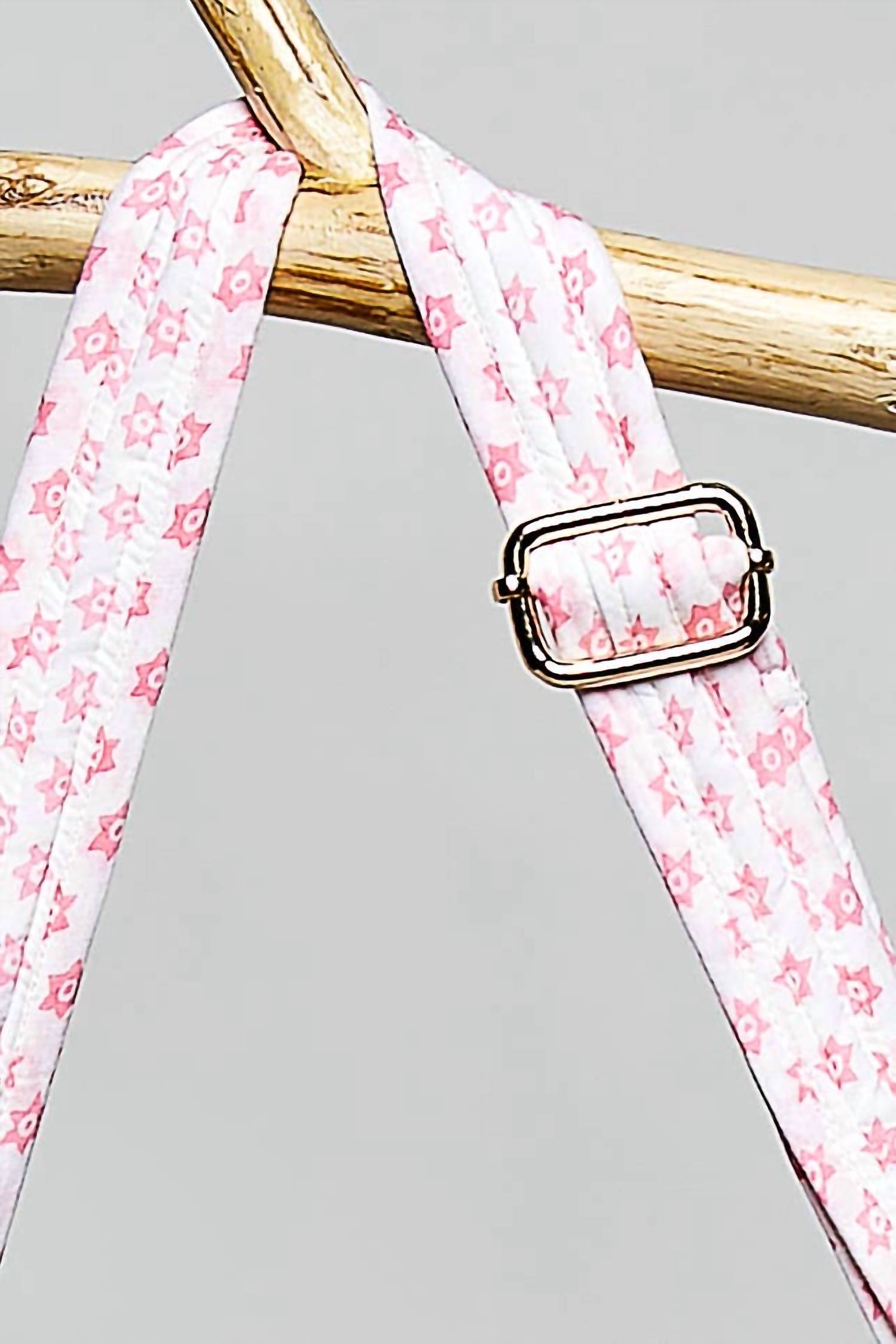 Pol - Half Moon Quilted Floral Ruffle Crossbody Bag