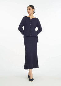 Draper James Luxe Pleated Maxi Skirt in blue - women's skirt - alternate view