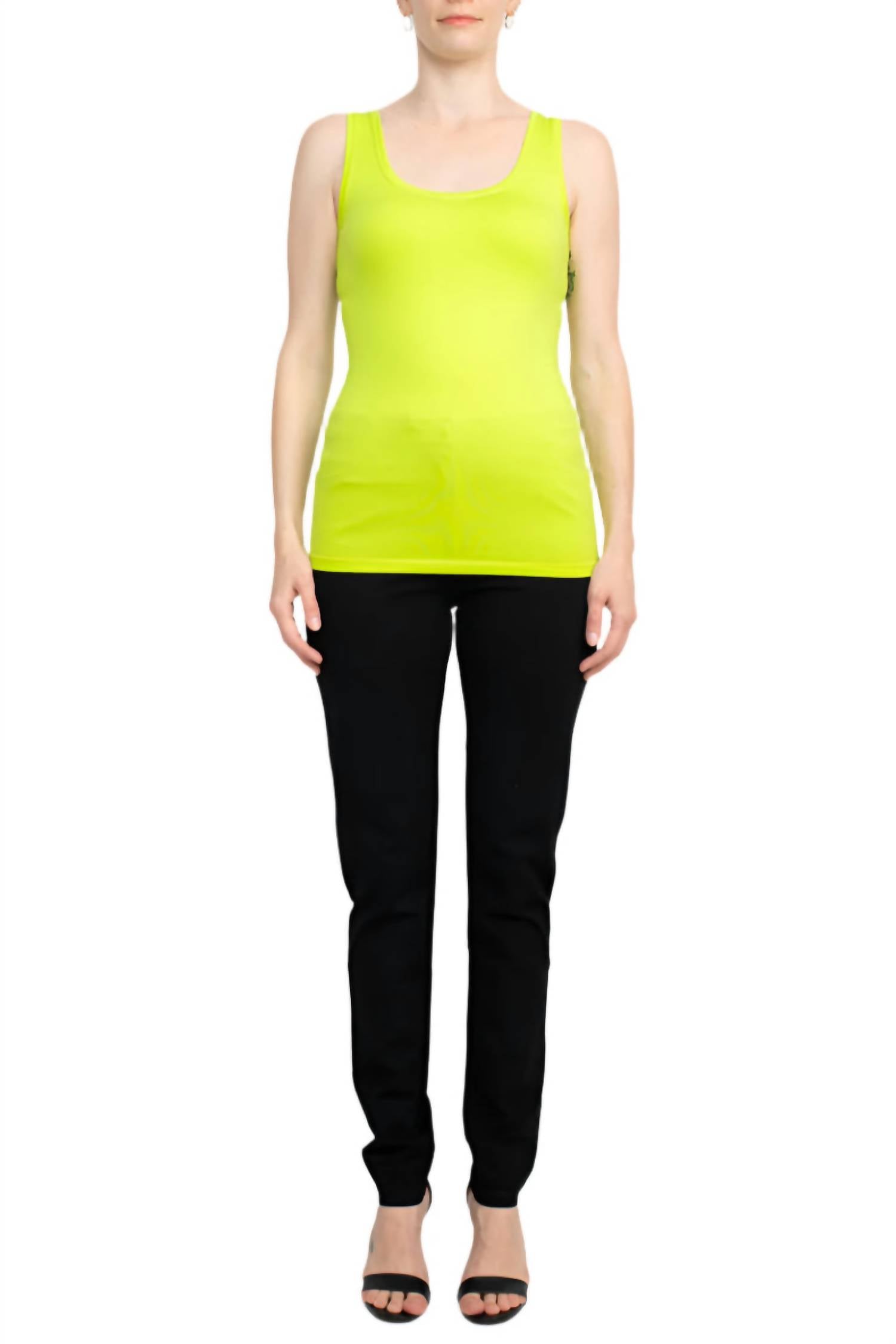Alberto Makali - Scoop Neck Sleeveless Solid Spandex Top