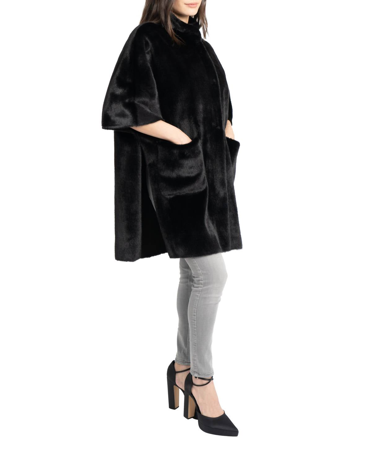 Love Token - Nia Faux Fur Cape Coat