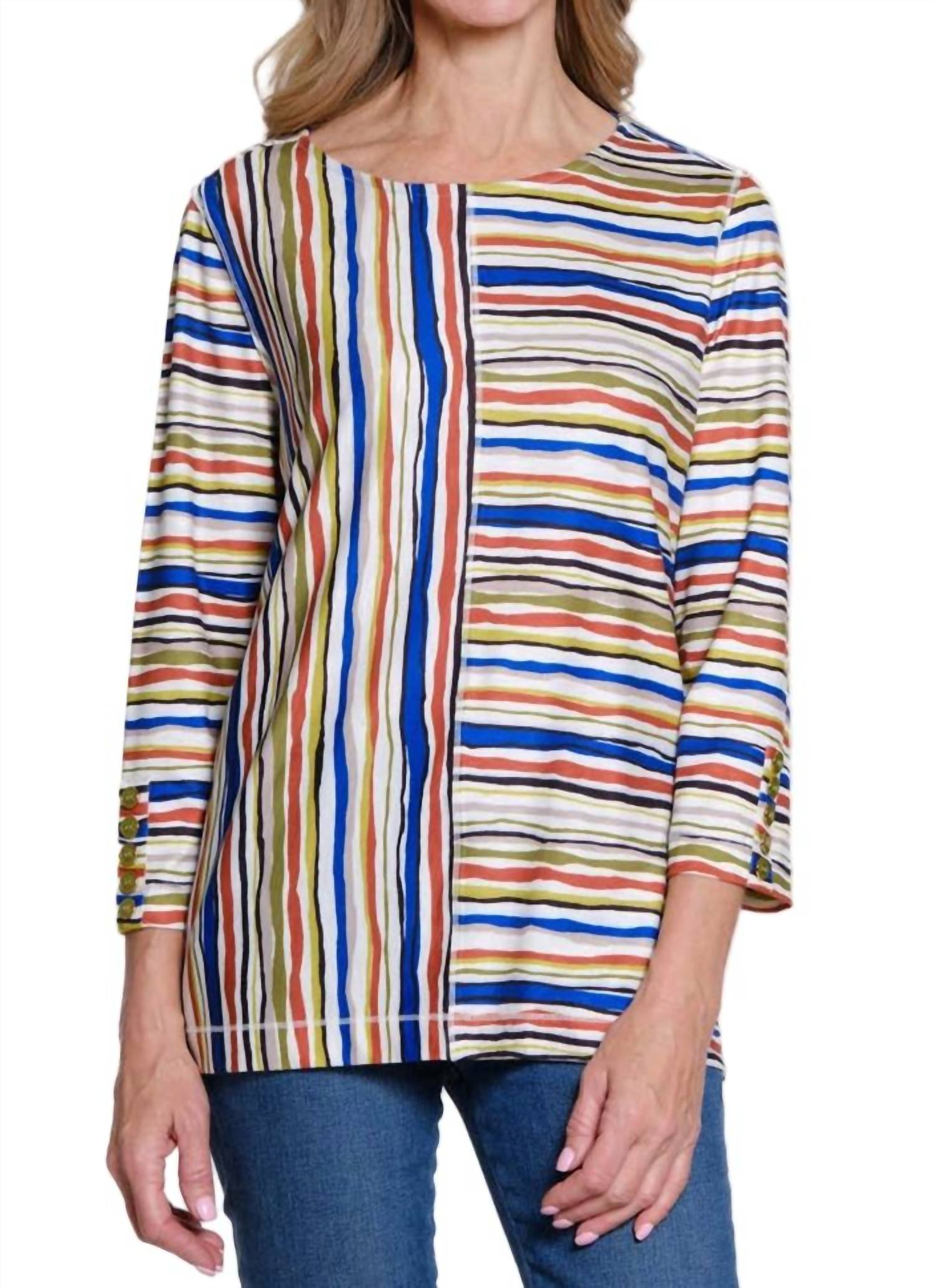 Multiples - 3/4 Sleeve Multi Panel Top