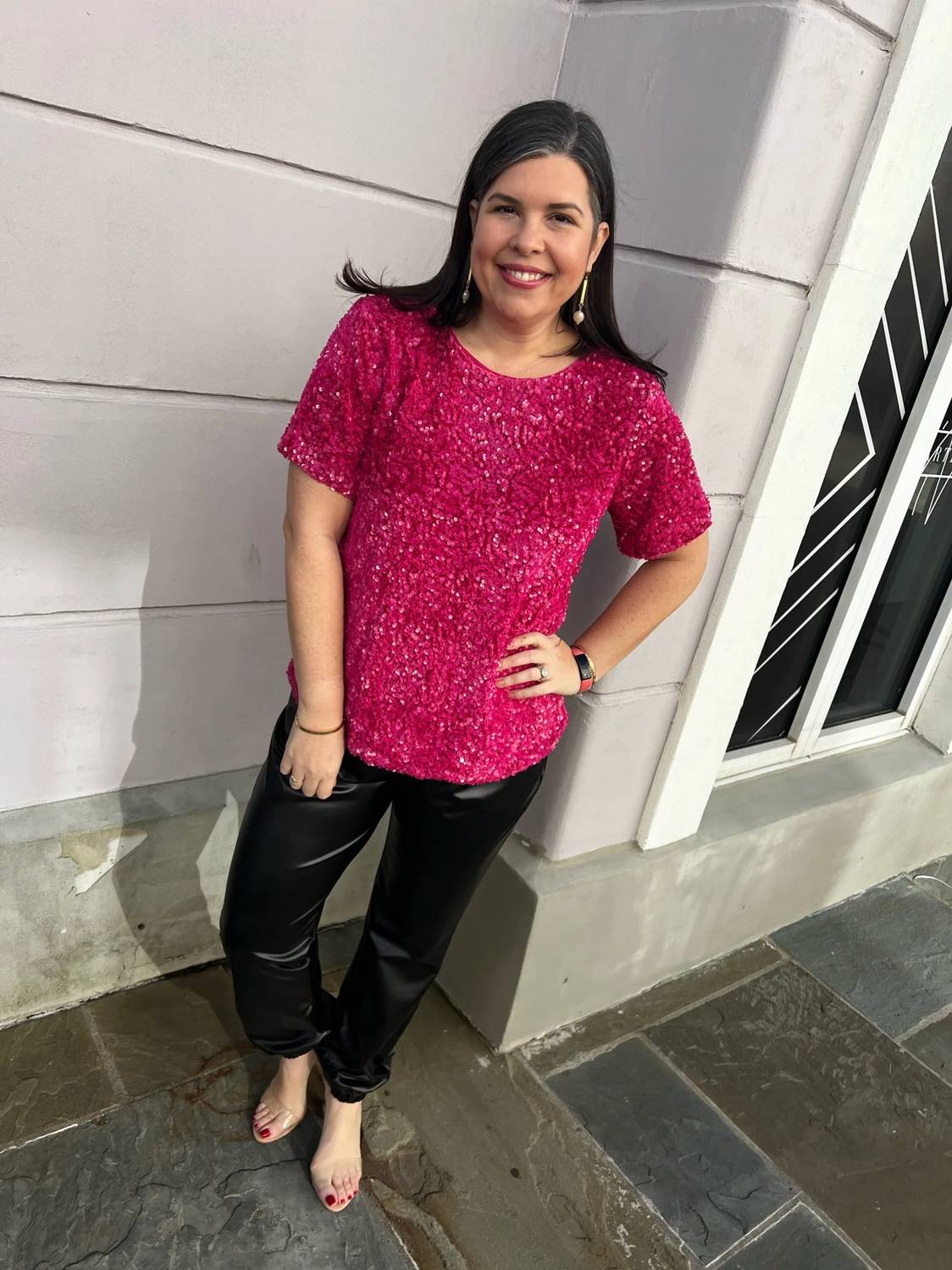 Jodifl - Sequins Textured Pop-color Top